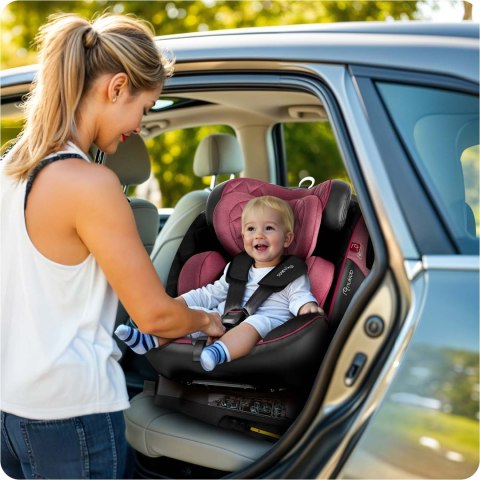 Fotelik samochodowy Nukido Prestige Line czarno-różowy 0-36 kg ISOFIX