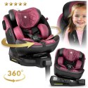Fotelik samochodowy Nukido Prestige Line czarno-różowy 0-36 kg ISOFIX