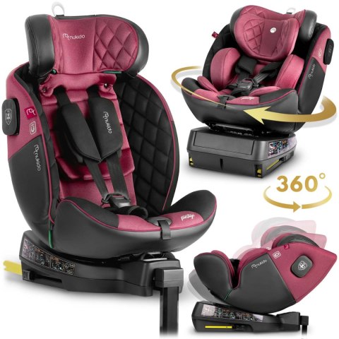 Fotelik samochodowy Nukido Prestige Line czarno-różowy 0-36 kg ISOFIX
