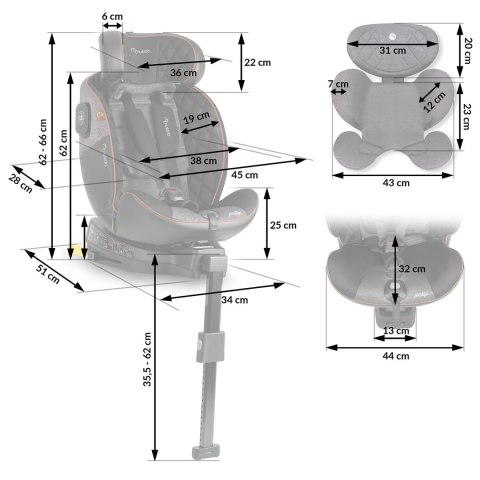 Fotelik samochodowy Nukido Prestige Line czarno-szary 0-36 kg ISOFIX