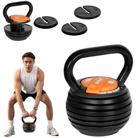 Kettlebell żeliwny automatyczny regulowany 9kg, REBEL ACTIVE