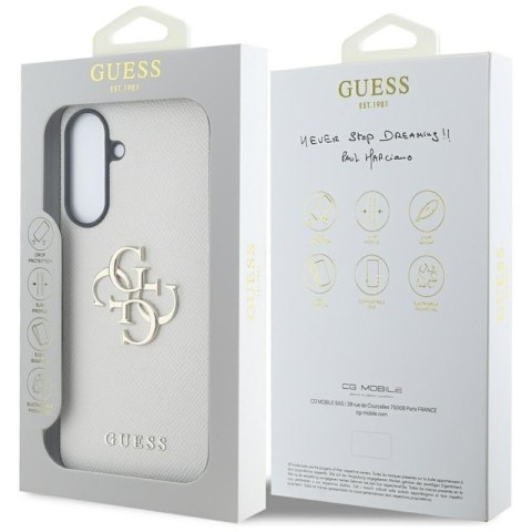 Guess Grained Big 4G Logo Small Classic Logo - Etui do Samsung Galaxy A56 5G (beżowy)