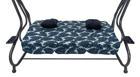 Huśtawka Ogrodowa Siedzisko Textylina 2x1 Wzór Liście Granatowa