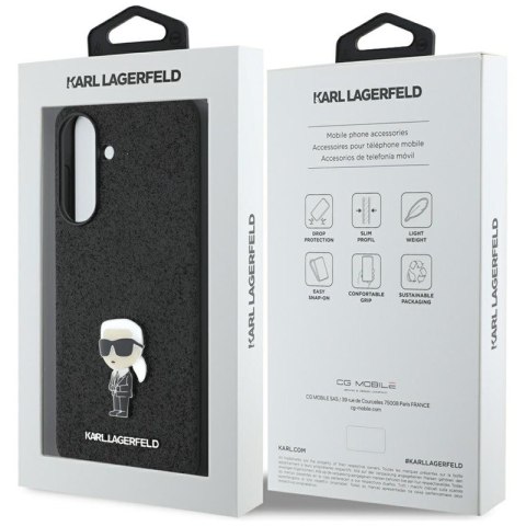 Karl Lagerfeld Fixed Glitter Ikonik Logo Metal Pin - Etui do Samsung Galaxy A56 5G (czarny)