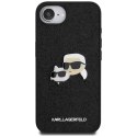 Karl Lagerfeld Fixed Glitter Karl & Choupette Heads Metal Pin - Etui do iPhone 16e (czarny)