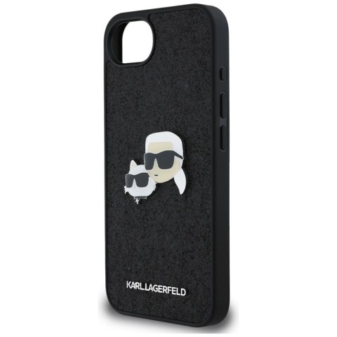 Karl Lagerfeld Fixed Glitter Karl & Choupette Heads Metal Pin - Etui do iPhone 16e (czarny)