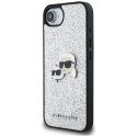 Karl Lagerfeld Fixed Glitter Karl & Choupette Heads Metal Pin - Etui do iPhone 16e (srebrny)