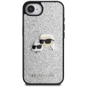 Karl Lagerfeld Fixed Glitter Karl & Choupette Heads Metal Pin - Etui do iPhone 16e (srebrny)