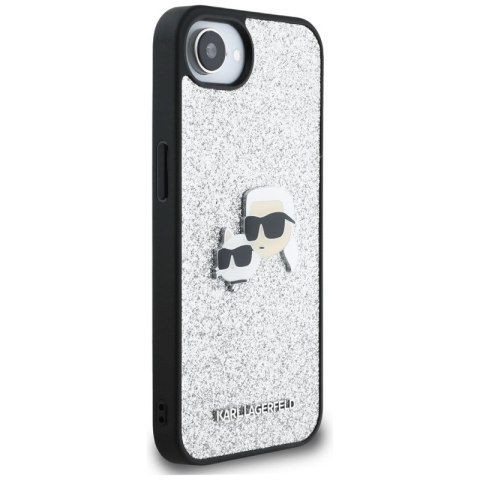 Karl Lagerfeld Fixed Glitter Karl & Choupette Heads Metal Pin - Etui do iPhone 16e (srebrny)