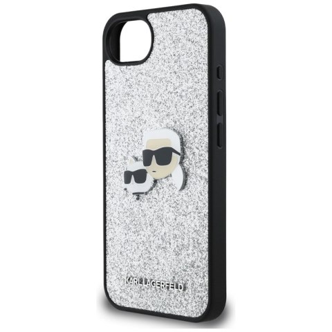 Karl Lagerfeld Fixed Glitter Karl & Choupette Heads Metal Pin - Etui do iPhone 16e (srebrny)