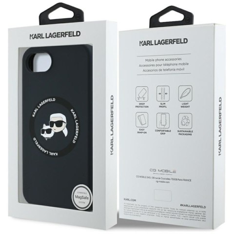 Karl Lagerfeld Silicone Karl & Choupette Heads MagSafe - Etui do iPhone 16e (czarny)