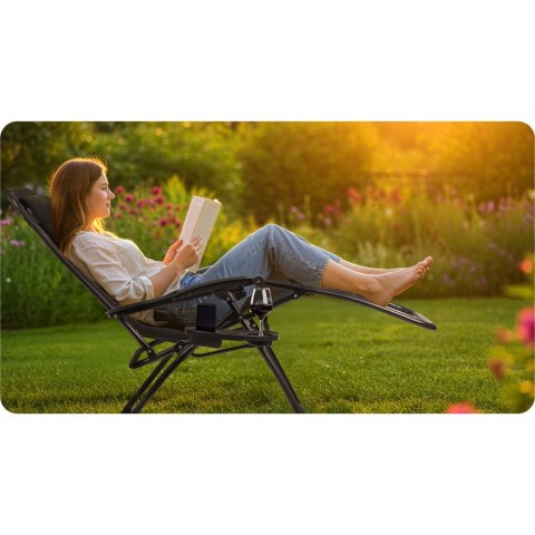 Leżak ogrodowy składany z poduszką Sofotel ChillWell czarny