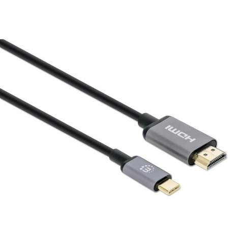 Manhattan 153591 adapter kablowy 1 m HDMI Typu A (Standard) USB Type-C Czarny, Szary