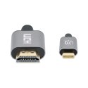 Manhattan 153591 adapter kablowy 1 m HDMI Typu A (Standard) USB Type-C Czarny, Szary