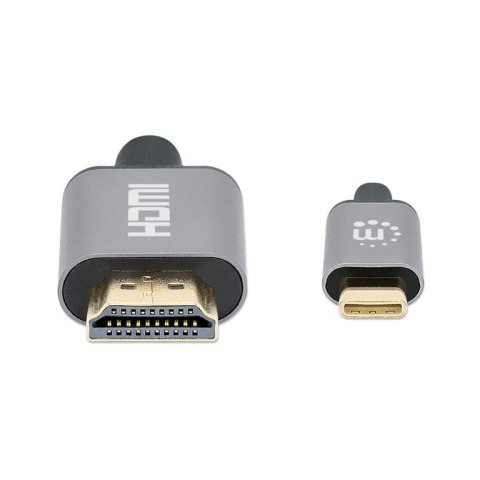 Manhattan 153591 adapter kablowy 1 m HDMI Typu A (Standard) USB Type-C Czarny, Szary