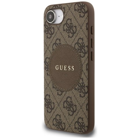 Guess 4G Circle Classic Logo MagSafe - Etui do iPhone 16e (brązowy)