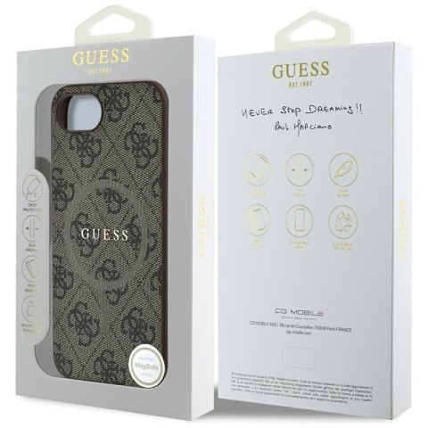 Guess 4G Ring Classic Logo MagSafe - Etui do iPhone 16e (brązowy)