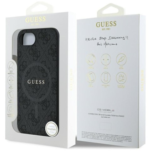 Guess 4G Ring Classic Logo MagSafe - Etui do iPhone 16e (czarny)
