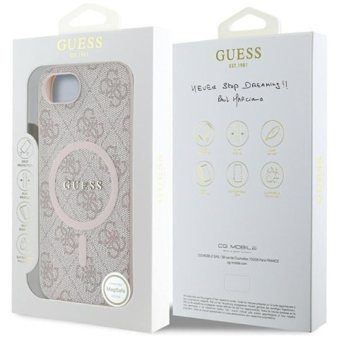 Guess 4G Ring Classic Logo MagSafe - Etui do iPhone 16e (różowy)