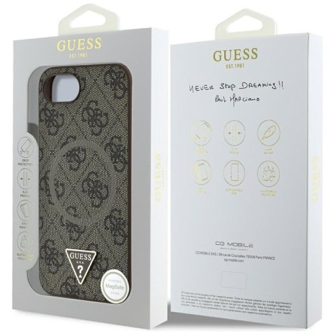 Guess 4G Ring Triangle Logo MagSafe - Etui do iPhone 16e (brązowy)