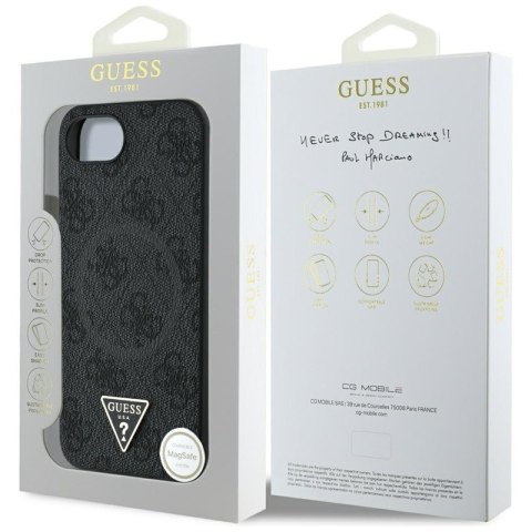 Guess 4G Ring Triangle Logo MagSafe - Etui do iPhone 16e (czarny)