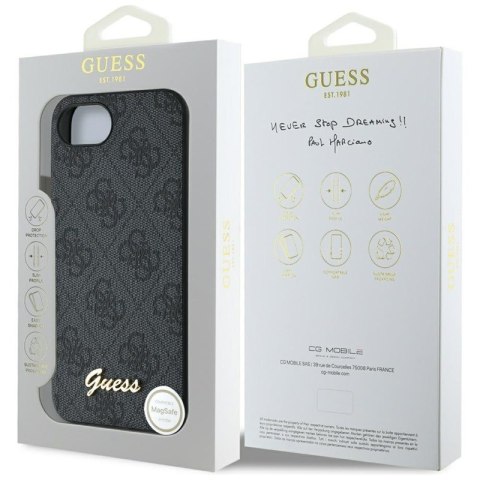 Guess 4G Script Logo MagSafe - Etui do iPhone 16e (czarny)
