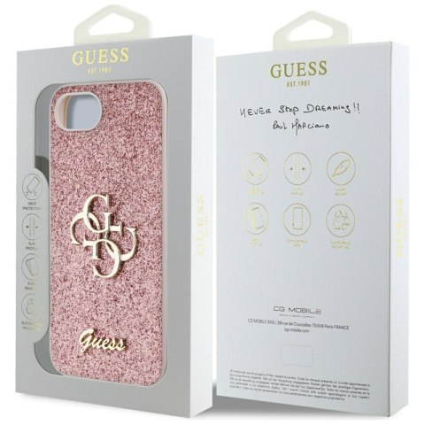 Guess Fixed Glitter Big 4G - Etui do iPhone 16e (różowy)