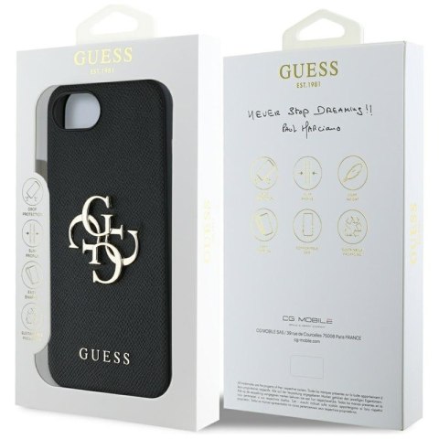 Guess Grained Big 4G Logo Small Classic Logo - Etui do iPhone 16e (czarny)