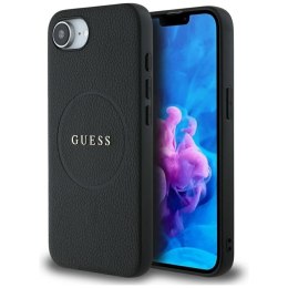 Guess Grained Ring MagSafe - Etui do iPhone 16e (czarny)