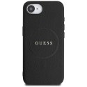 Guess Grained Ring MagSafe - Etui do iPhone 16e (czarny)
