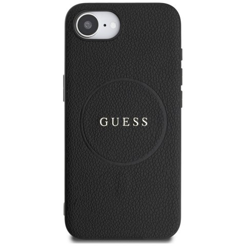 Guess Grained Ring MagSafe - Etui do iPhone 16e (czarny)