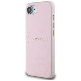 Guess Grained Ring MagSafe - Etui do iPhone 16e (różowy)