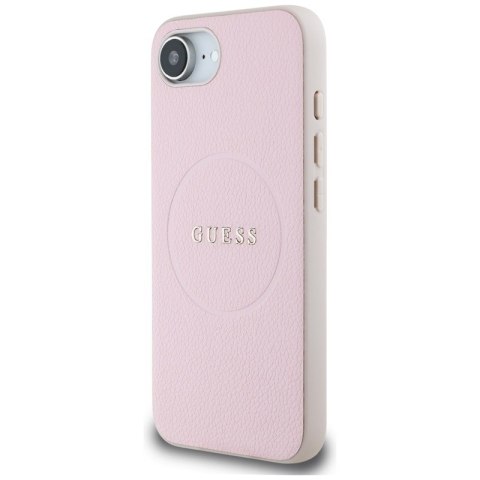 Guess Grained Ring MagSafe - Etui do iPhone 16e (różowy)