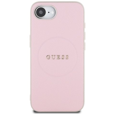 Guess Grained Ring MagSafe - Etui do iPhone 16e (różowy)