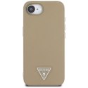 Guess Grained Triangle MagSafe - Etui do iPhone 16e (brązowy)