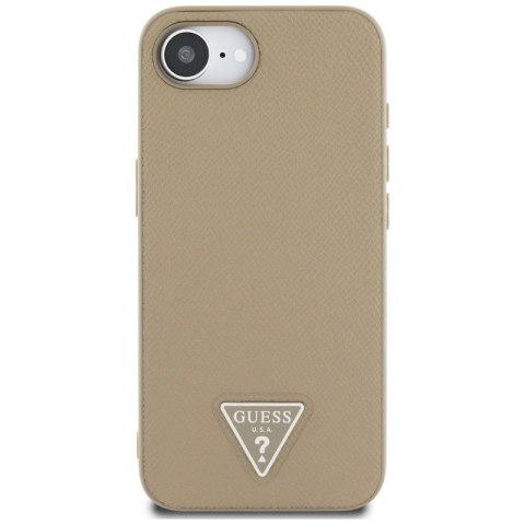 Guess Grained Triangle MagSafe - Etui do iPhone 16e (brązowy)
