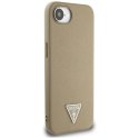 Guess Grained Triangle MagSafe - Etui do iPhone 16e (brązowy)