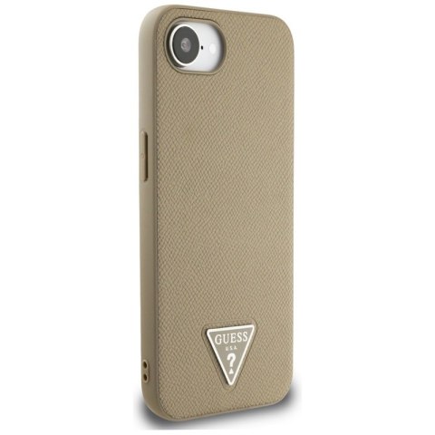 Guess Grained Triangle MagSafe - Etui do iPhone 16e (brązowy)