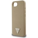 Guess Grained Triangle MagSafe - Etui do iPhone 16e (brązowy)