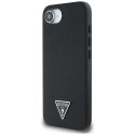 Guess Grained Triangle MagSafe - Etui do iPhone 16e (czarny)