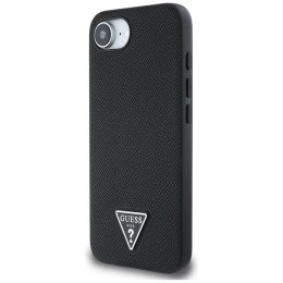 Guess Grained Triangle MagSafe - Etui do iPhone 16e (czarny)