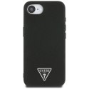 Guess Grained Triangle MagSafe - Etui do iPhone 16e (czarny)