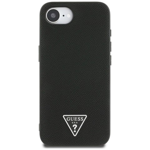 Guess Grained Triangle MagSafe - Etui do iPhone 16e (czarny)