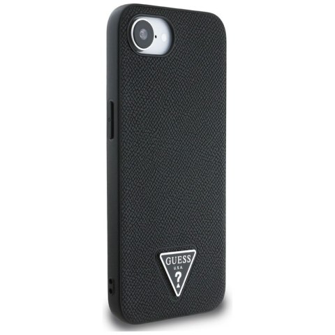 Guess Grained Triangle MagSafe - Etui do iPhone 16e (czarny)