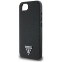 Guess Grained Triangle MagSafe - Etui do iPhone 16e (czarny)