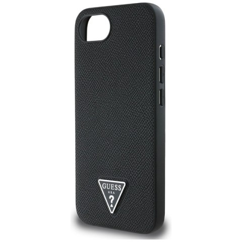Guess Grained Triangle MagSafe - Etui do iPhone 16e (czarny)