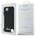 Guess Silicone Script Metal Logo MagSafe - Etui do iPhone 16e (czarny)