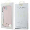 Guess Silicone Script Metal Logo MagSafe - Etui do iPhone 16e (różowy)