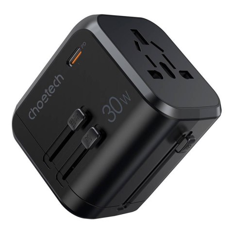 Ładowarka sieciowa podróżna Choetech PD5008, 3xUSB-A, 2xUSB-C, GaN, 35W, US/EU/UK/AU (czarna)