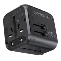 Ładowarka sieciowa podróżna Choetech PD5008, 3xUSB-A, 2xUSB-C, GaN, 35W, US/EU/UK/AU (czarna)